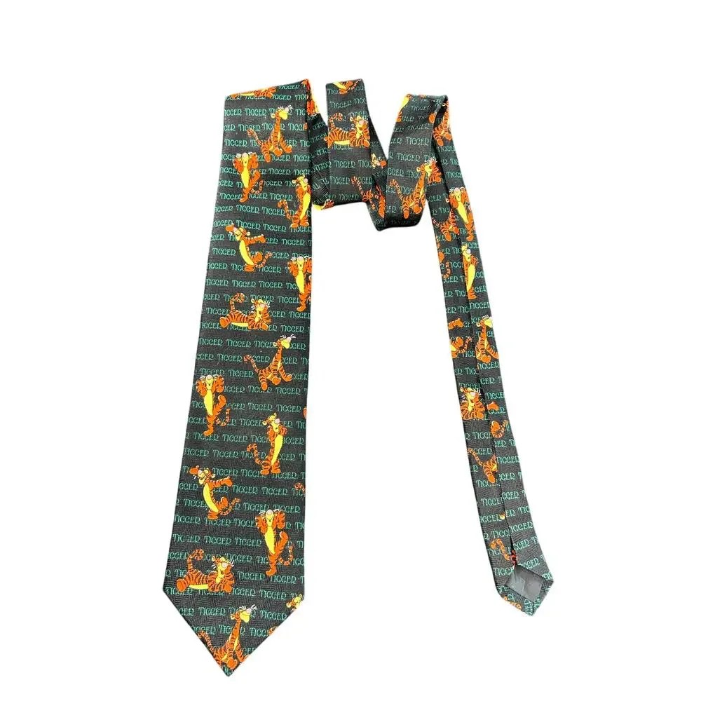 90s Disney- Tigger- honey- black green writing - novelty neck tie Winne the Pooh